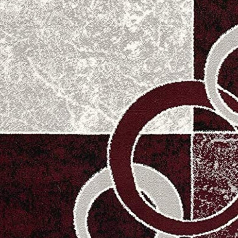 10' Red And White Abstract Runner Rug